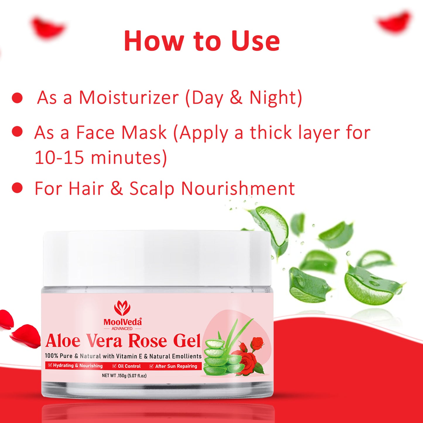 Moolveda Aloe Vera Rose Gel-150gm