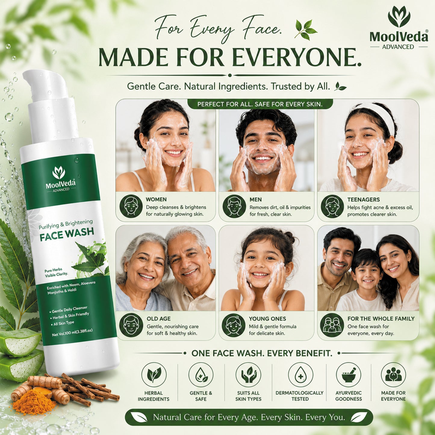 Moolveda Purifying & Brightening Face Wash, 100ml