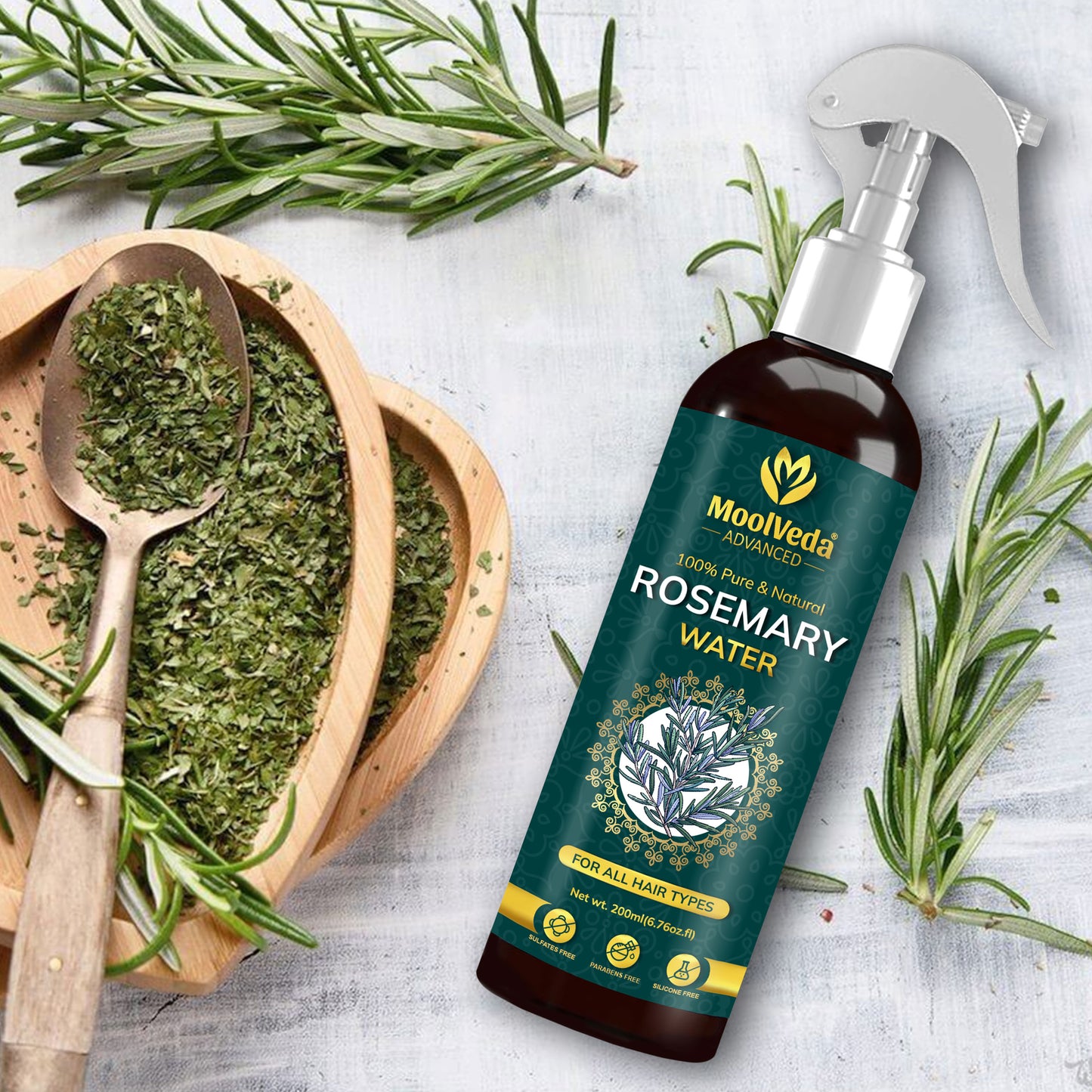 Moolveda 100% Pure & Natural Rosemary Water Spray-200ml