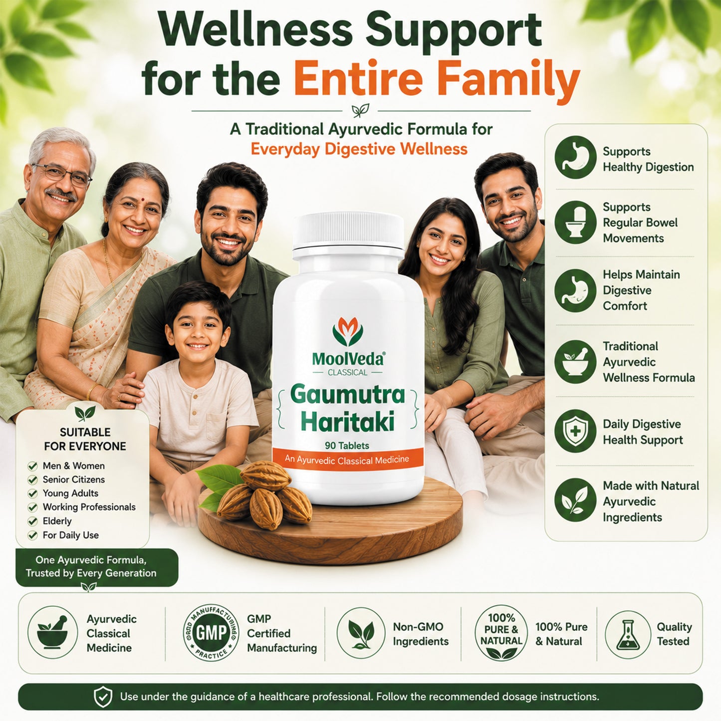 Moolveda Gaumutra Haritaki Ayurvedic Tablets, 90 Count