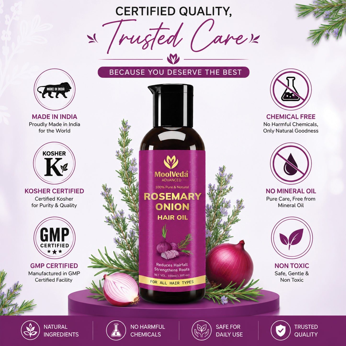 Moolveda Rosemary Onion Hair Oil 100ml