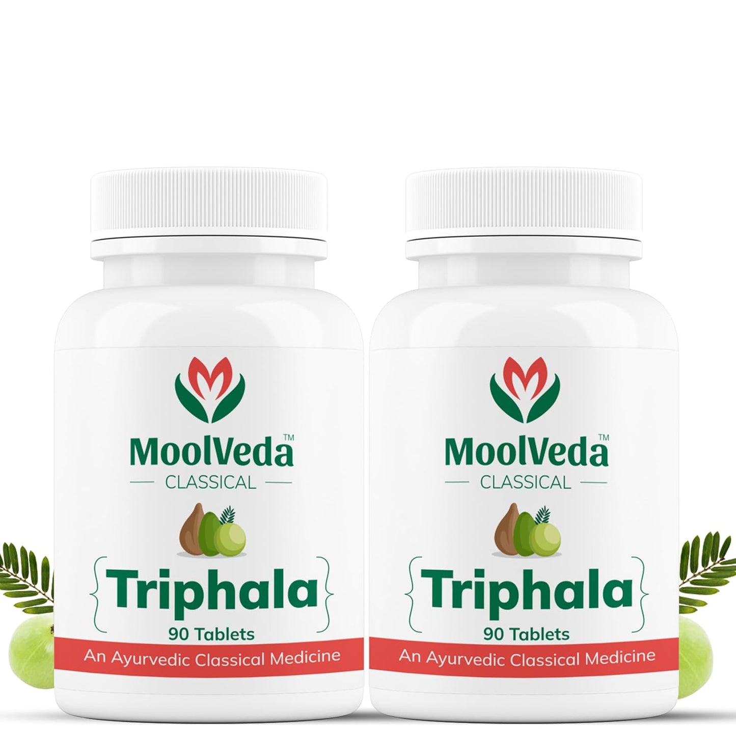 Moolveda Triphala Tablets | Ayurvedic Herbal Supplement for Digestive Wellness & Detox Support | 90 Veg Tablets | Pack of 2