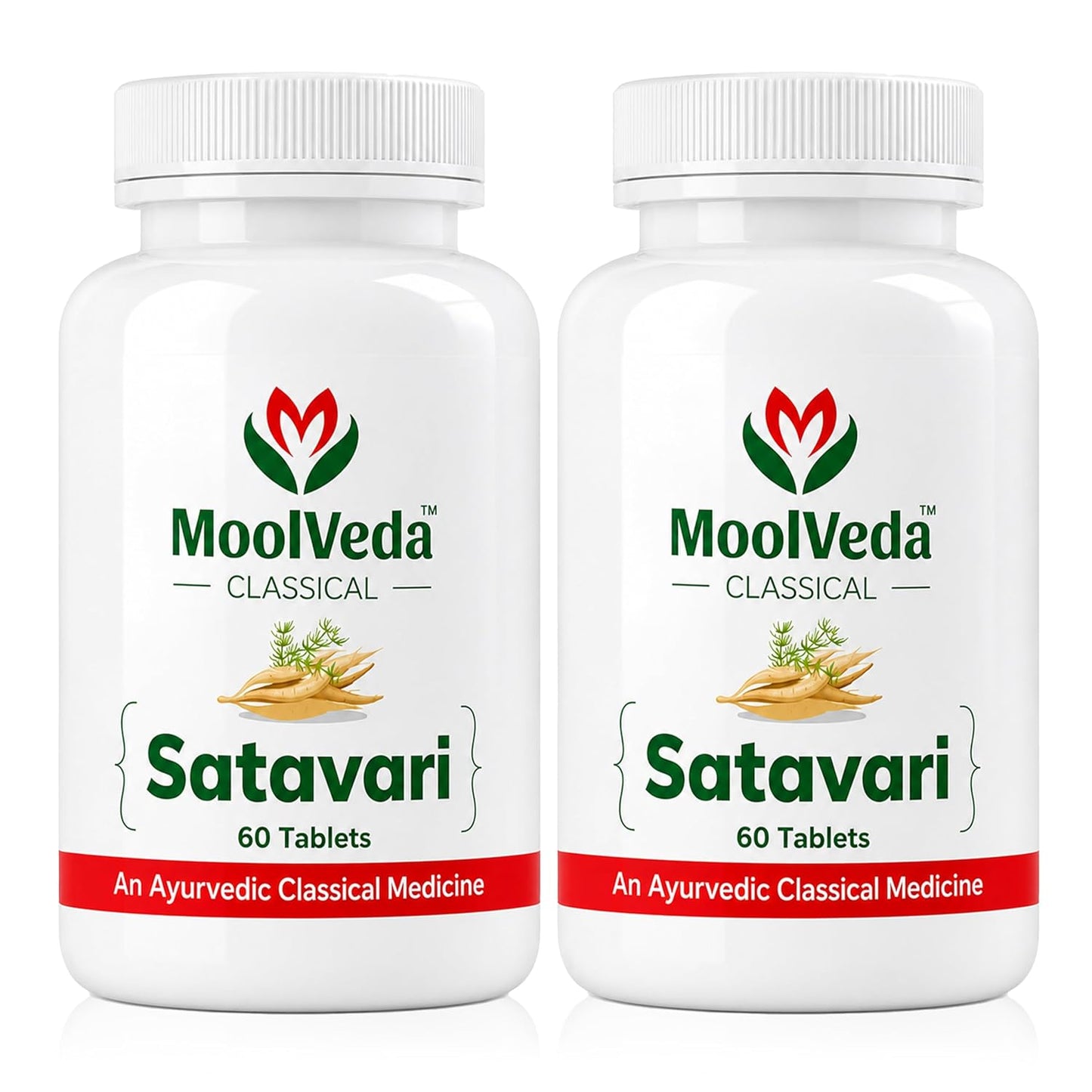 Moolveda Satavari Tablet 60 Tablets | Classical Ayurvedic Formula with Shatavari (Asparagus racemosus) Root | Daily Herbal Wellness Supplement for Women & Men (Pack of 2)
