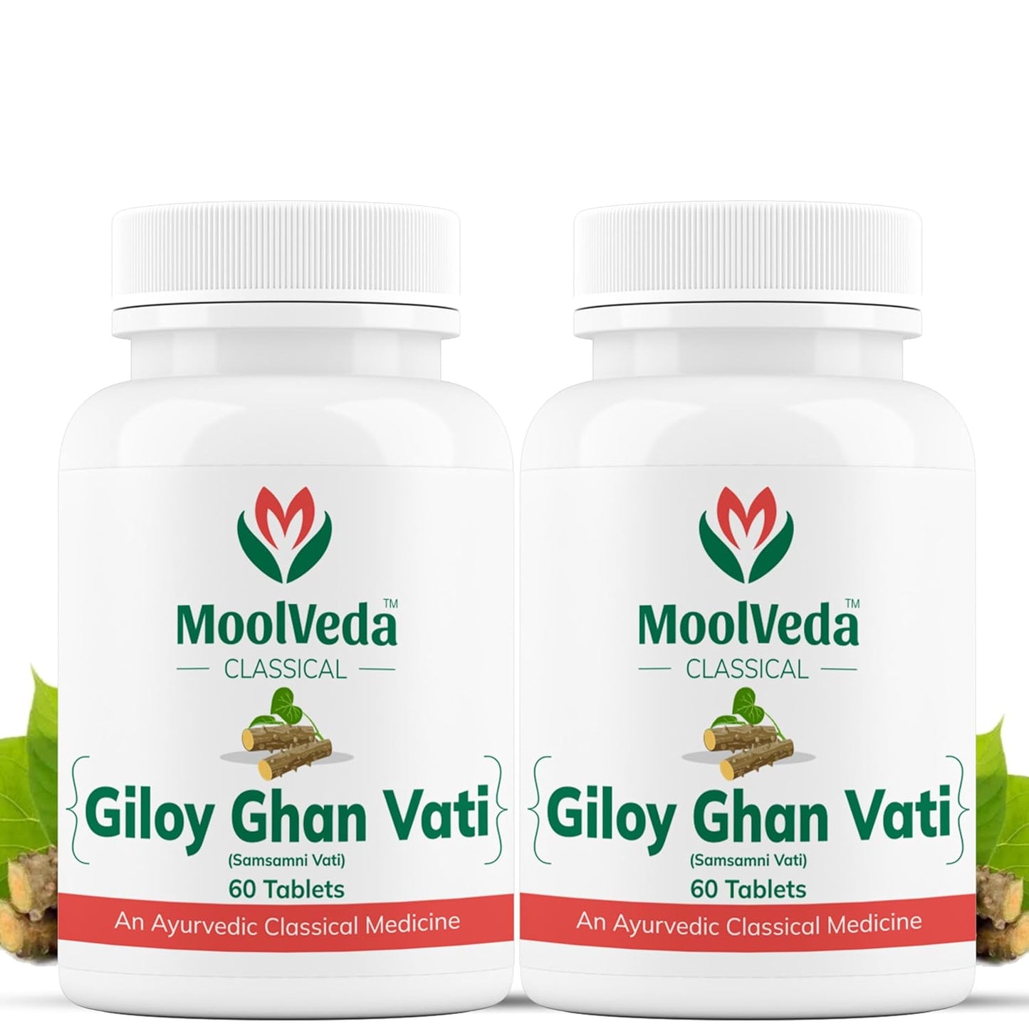 Moolveda 100% Pure and Natural Giloy Ghan Vati Tablet For Immunity Boosting, Use for Enhances Strength & Stamina, Detoxifies the Body (Pack Of 2)
