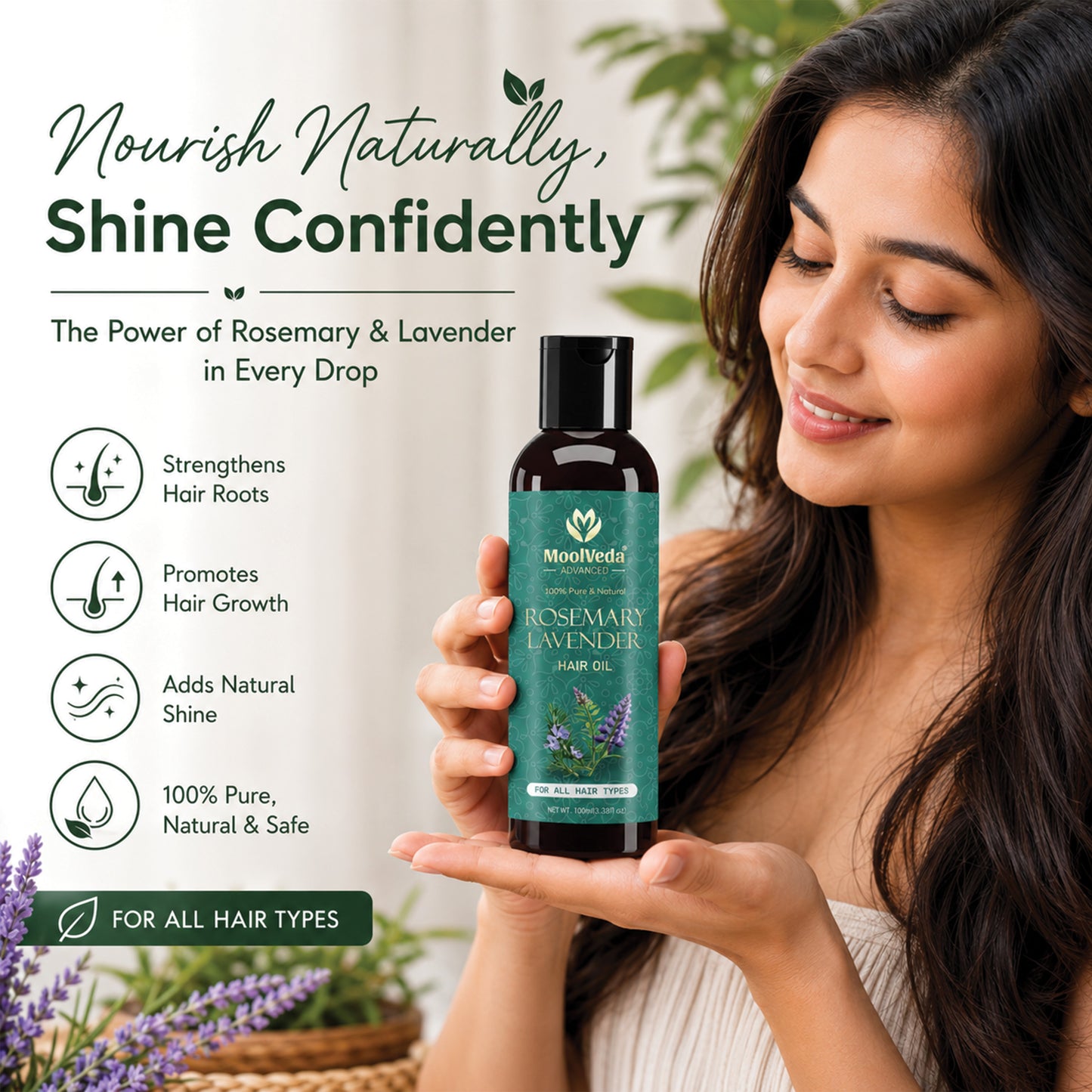Moolveda Rosemary Lavender Hair Oil-100ml