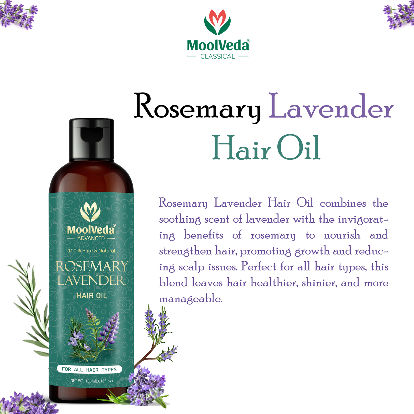 Moolveda Rosemary Lavender Hair Oil-100ml