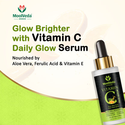 Moolveda Vitamin C Face Serum, Increases Skin's Glow Instantly and Reduces Spots Overtime, Bright Complete Vitamin C Booster, 50 ml