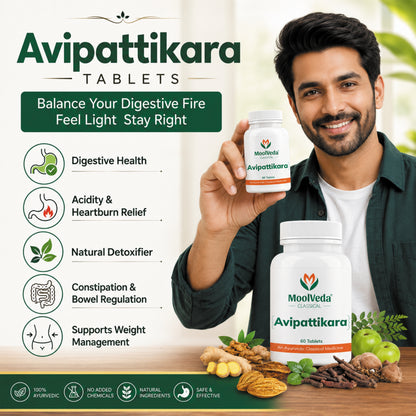 Moolveda Avipattikar Tablet | 60 Tabs | Pack of 1 | Effective Solution for Acidity & Indigestion | Digestive Health
