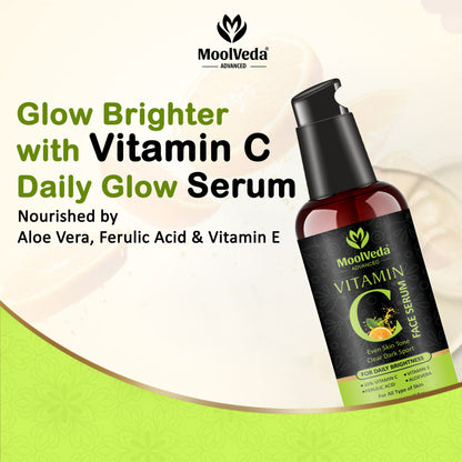 Moolveda Vitamin C Face Serum, Increases Skin's Glow Instantly and Reduces Spots Overtime, Bright Complete Vitamin C Booster, 50 ml