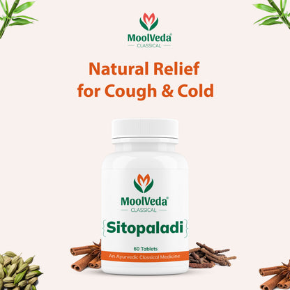 Moolveda Sitopaladi Tablet – 60 Tablets | Ayurvedic Formula for Cough, Cold & Immunity | Herbal Respiratory Support