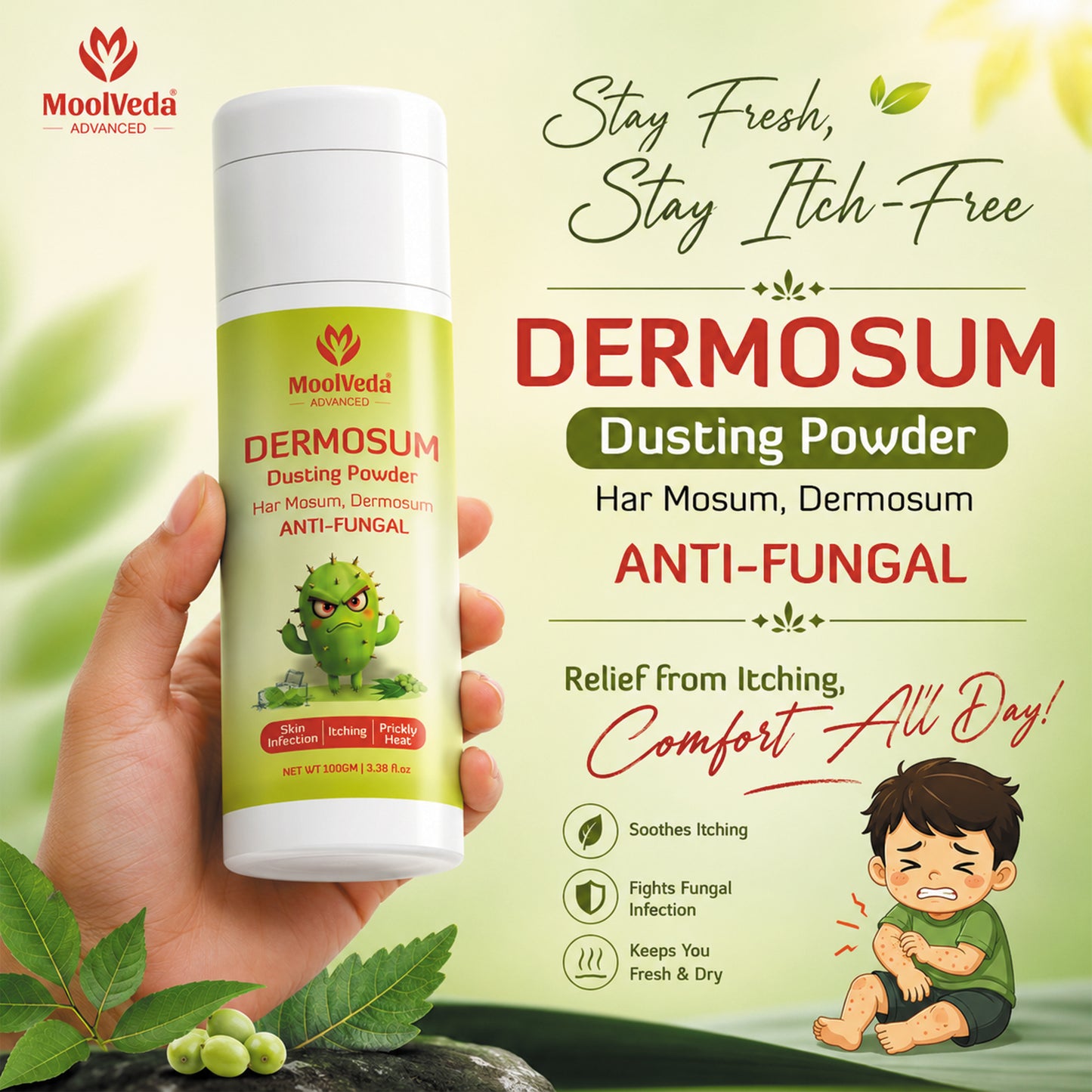 Moolveda Dermosum Anti fungal Dusting Powder, 100gm