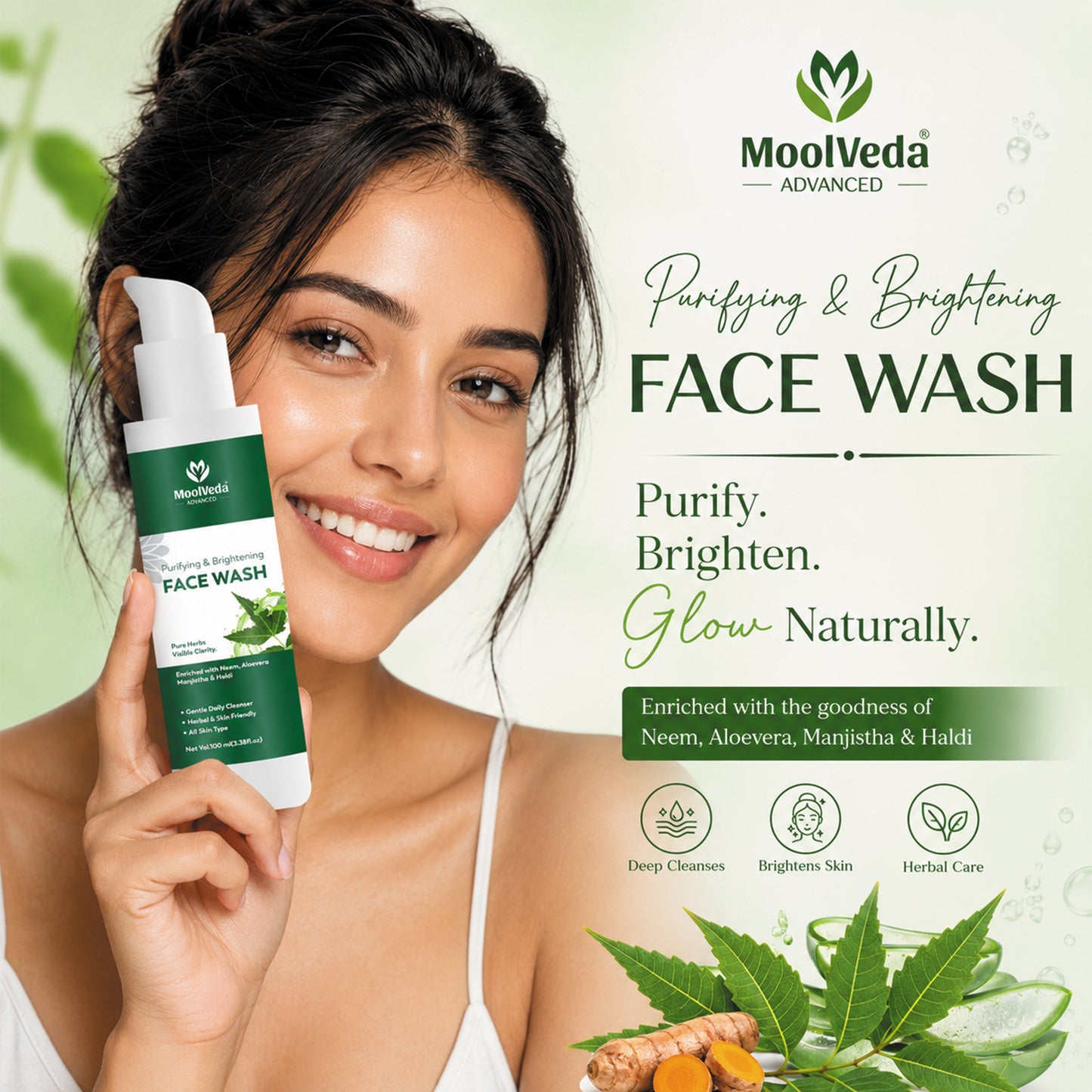 Moolveda Purifying & Brightening Face Wash, 100ml