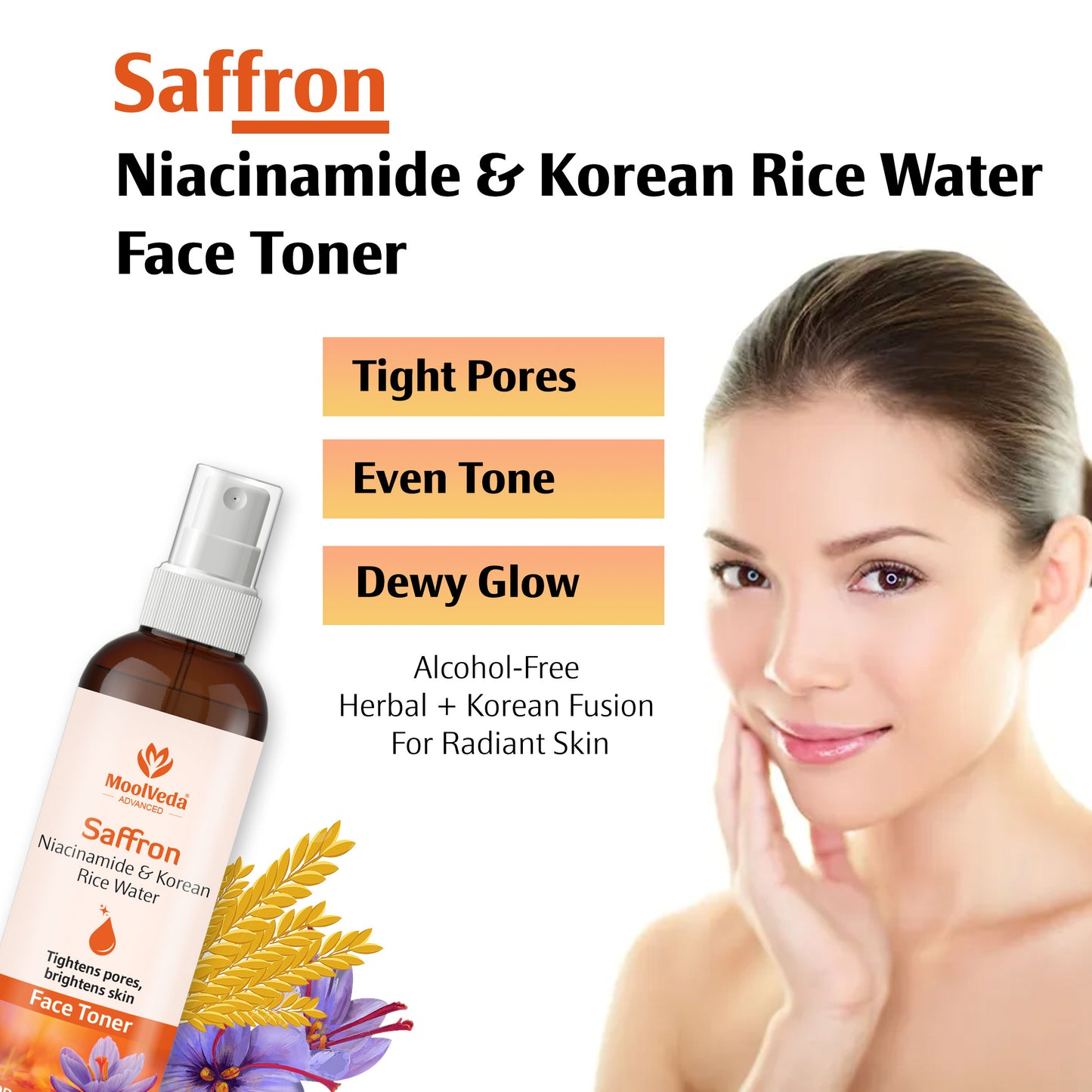 Moolveda Saffron Niacinamide & Korean Rice Water Face Toner-100ml