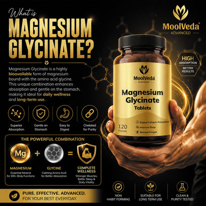 Magnesium Glycinate Tablets 2000mg | High Absorption Magnesium for Deep Sleep, Relaxation & Muscle Recovery | 120 Tablets