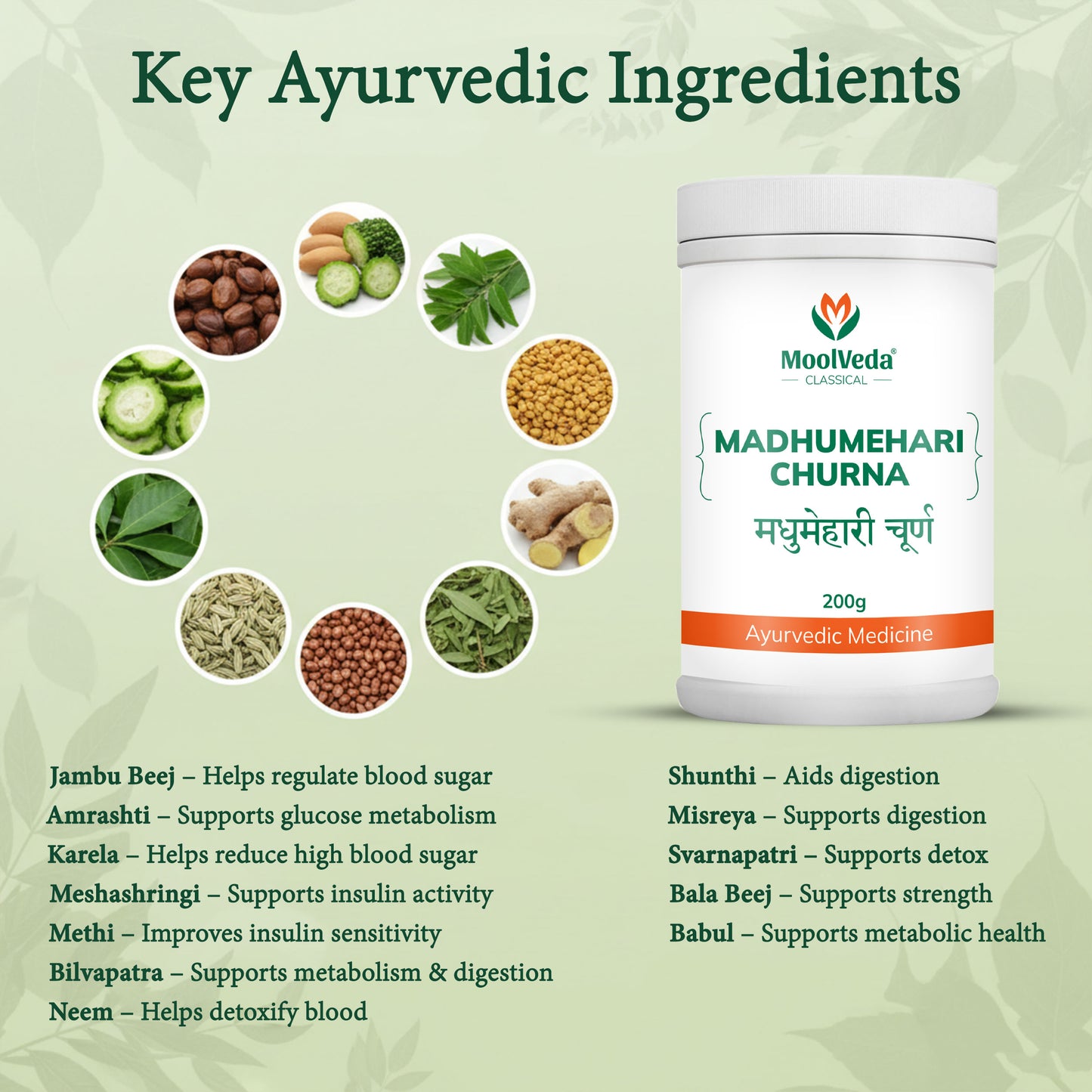 Moolveda Madhumehari Churna for Diabetes Care 200gm