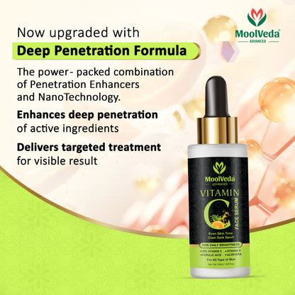 Moolveda Vitamin C Face Serum, Increases Skin's Glow Instantly and Reduces Spots Overtime, Bright Complete Vitamin C Booster, 50 ml