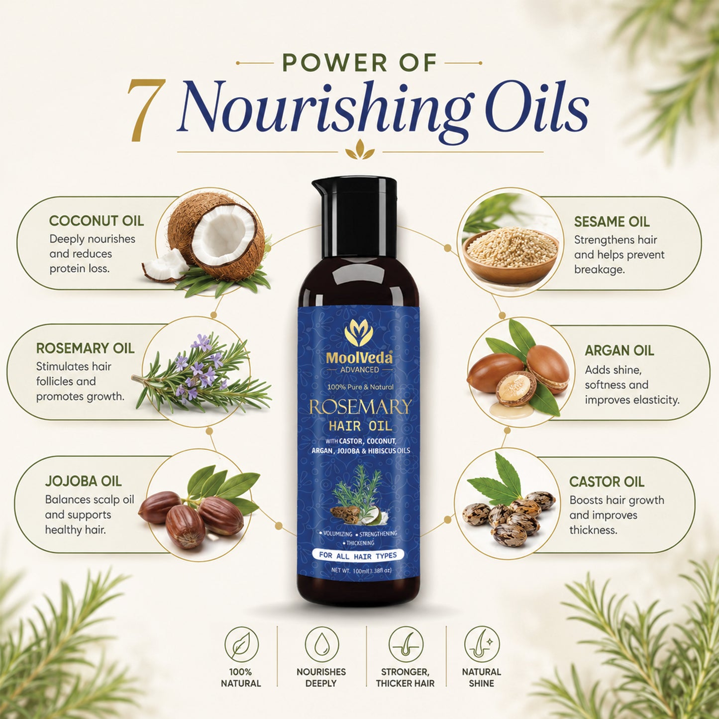 Moolveda Pure Rosemary Hair Oil-100ml