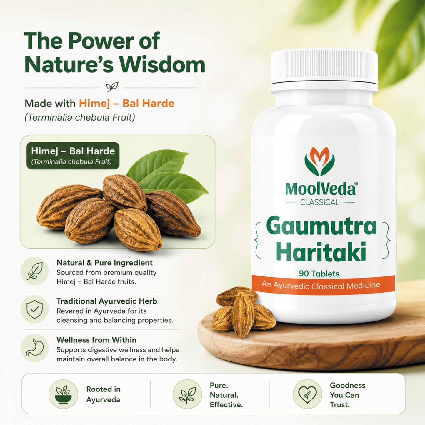 Moolveda Gaumutra Haritaki Ayurvedic Tablets, 90 Count