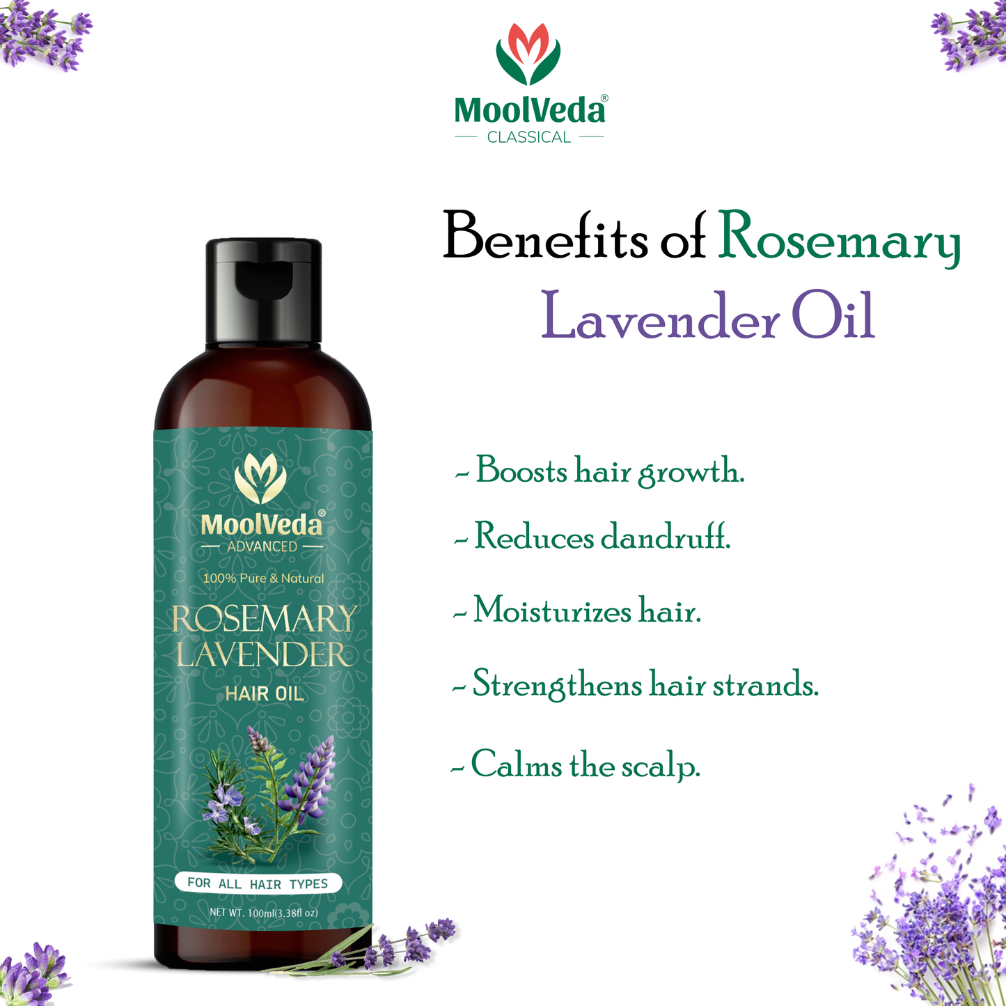 Moolveda Rosemary Lavender Hair Oil-100ml