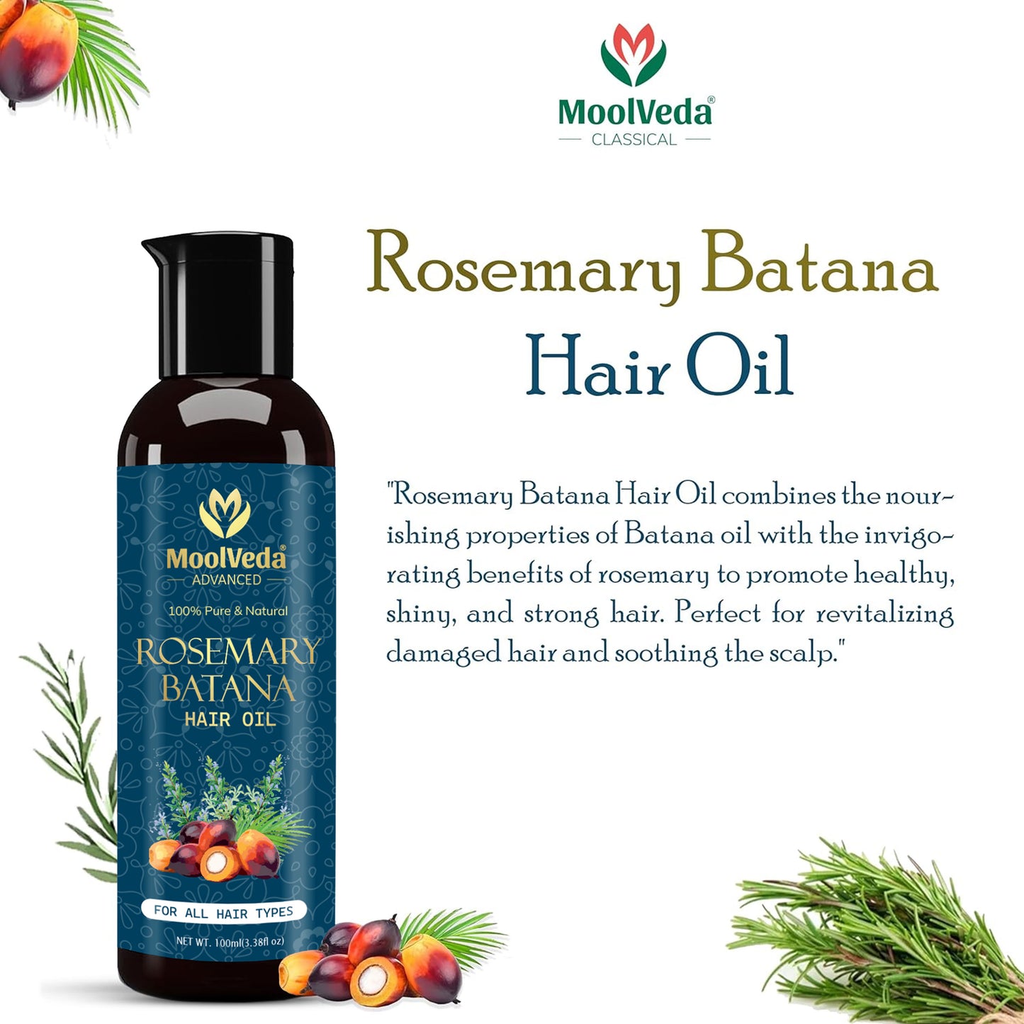 Moolveda Rosemary Batana Hair oil - 100ml