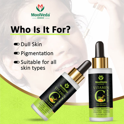 Moolveda Vitamin C Face Serum, Increases Skin's Glow Instantly and Reduces Spots Overtime, Bright Complete Vitamin C Booster, 50 ml