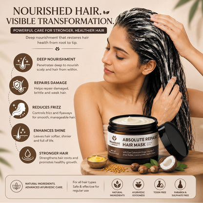 Moolveda Absolut Repair Hair Mask For Frizzy, Dry & Damaged Hair, 150gm