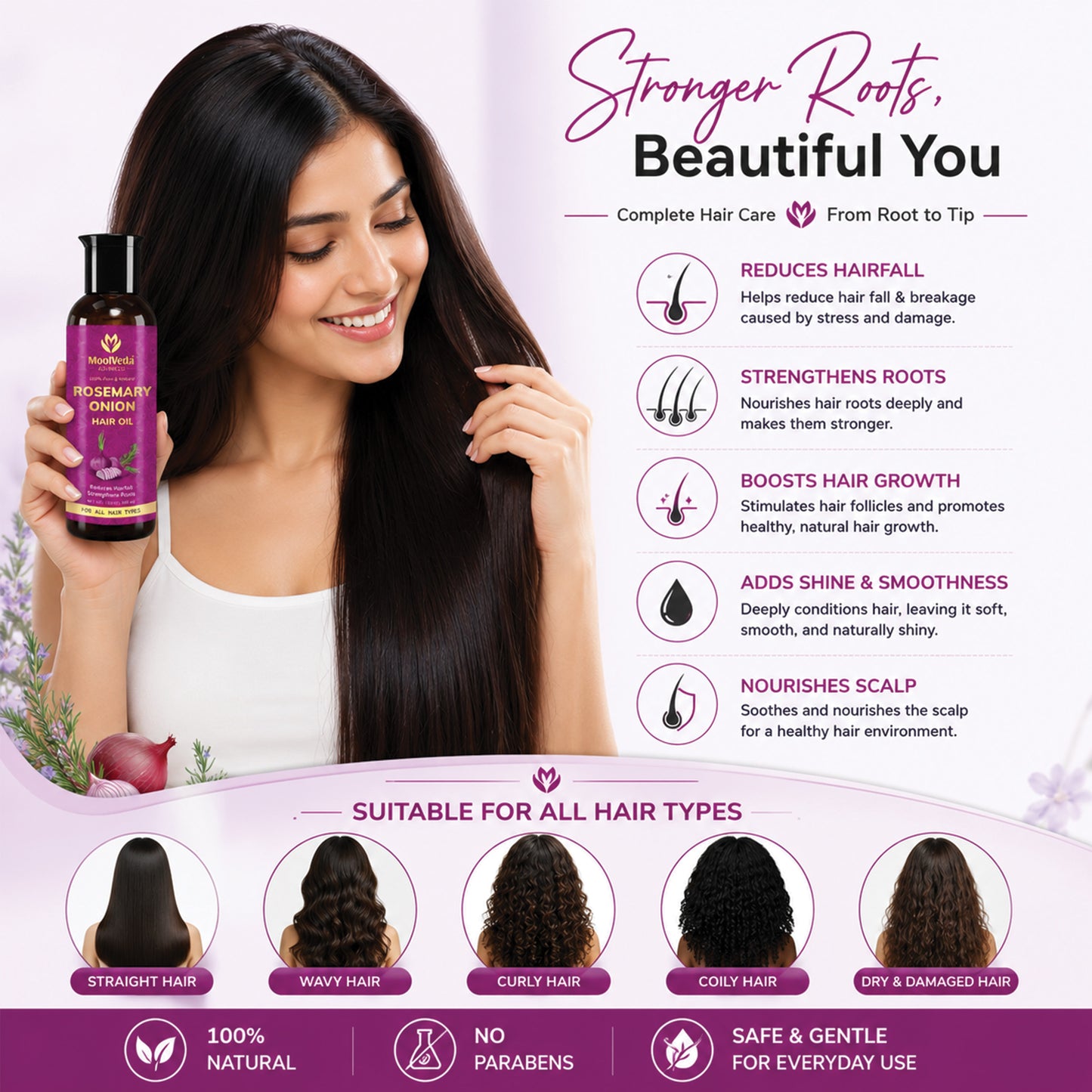 Moolveda Rosemary Onion Hair Oil 100ml