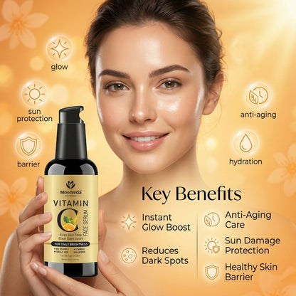 Vitamin C Face Serum 50ml for Glowing Skin | Reduces Dark Spots, Pigmentation & Fine Lines | Brightening, Anti-Aging & Hydrating Serum for All Skin Types