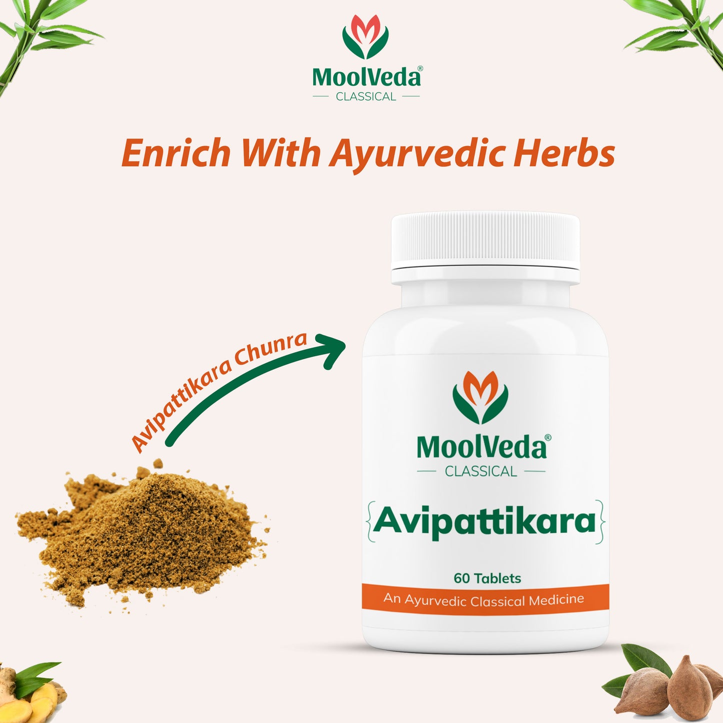 Moolveda Avipattikar Tablet | 60 Tabs | Pack of 1 | Effective Solution for Acidity & Indigestion | Digestive Health