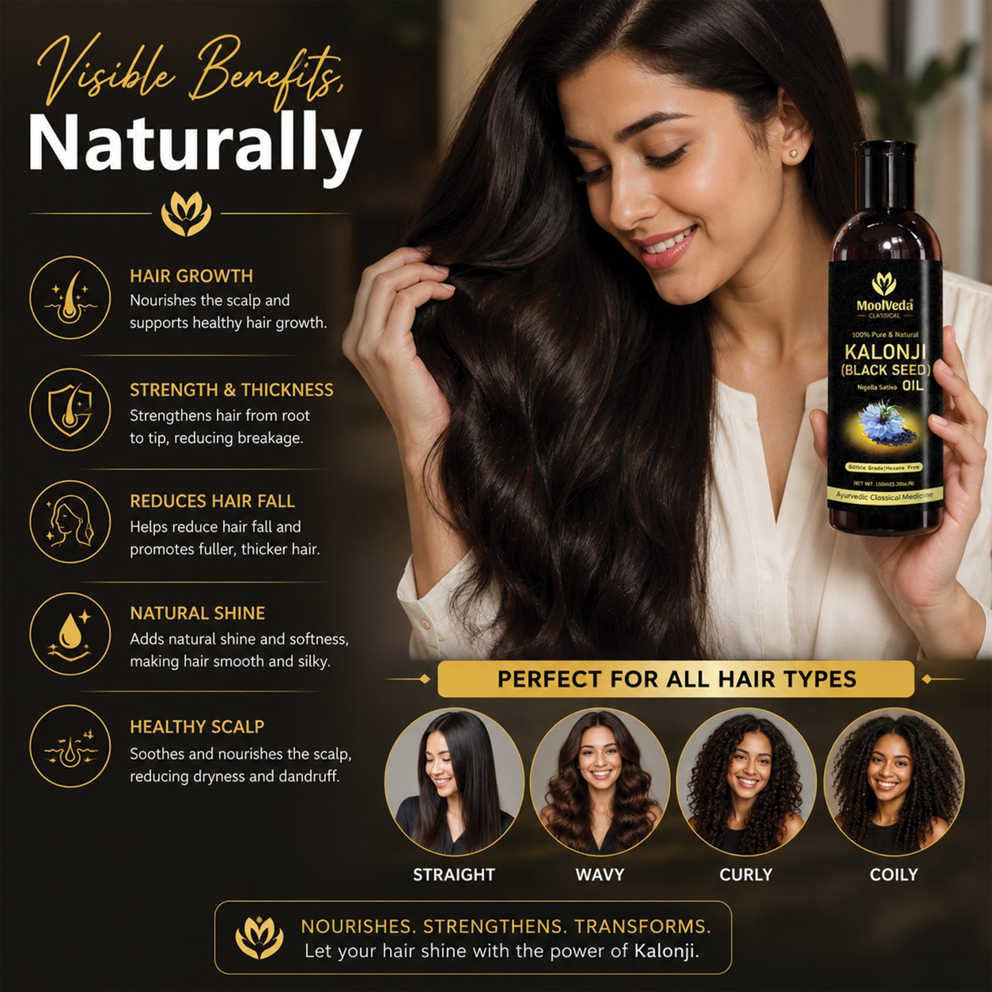 Moolveda Kalonji Oil - Virgin Grade - Black Seed Oil - Nigella Sativa - 100ml