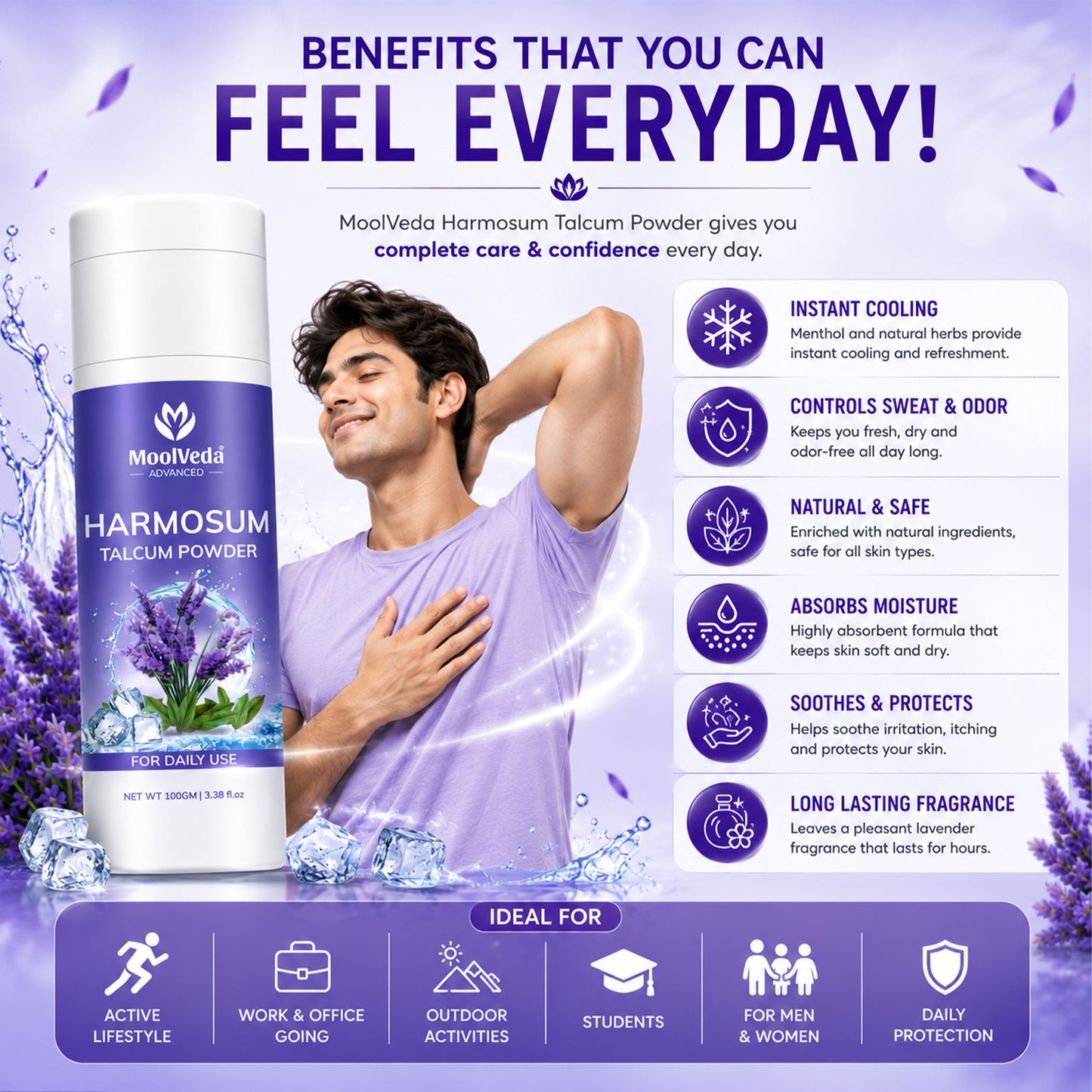 Moolveda Harmosum Talcum Powder For Face & Body - 100gm