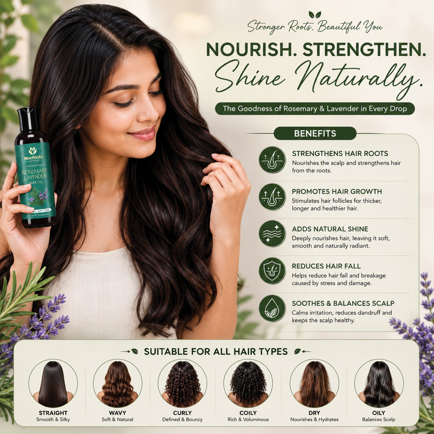 Moolveda Rosemary Lavender Hair Oil-100ml