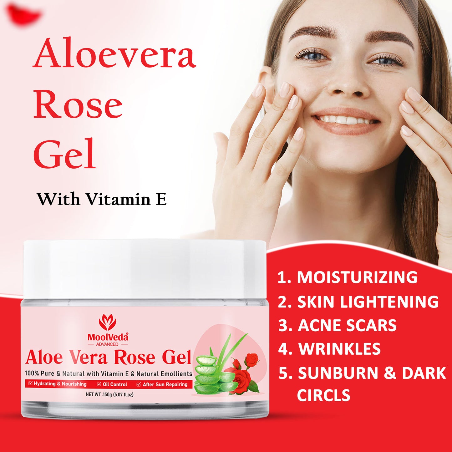 Moolveda Aloe Vera Rose Gel-150gm