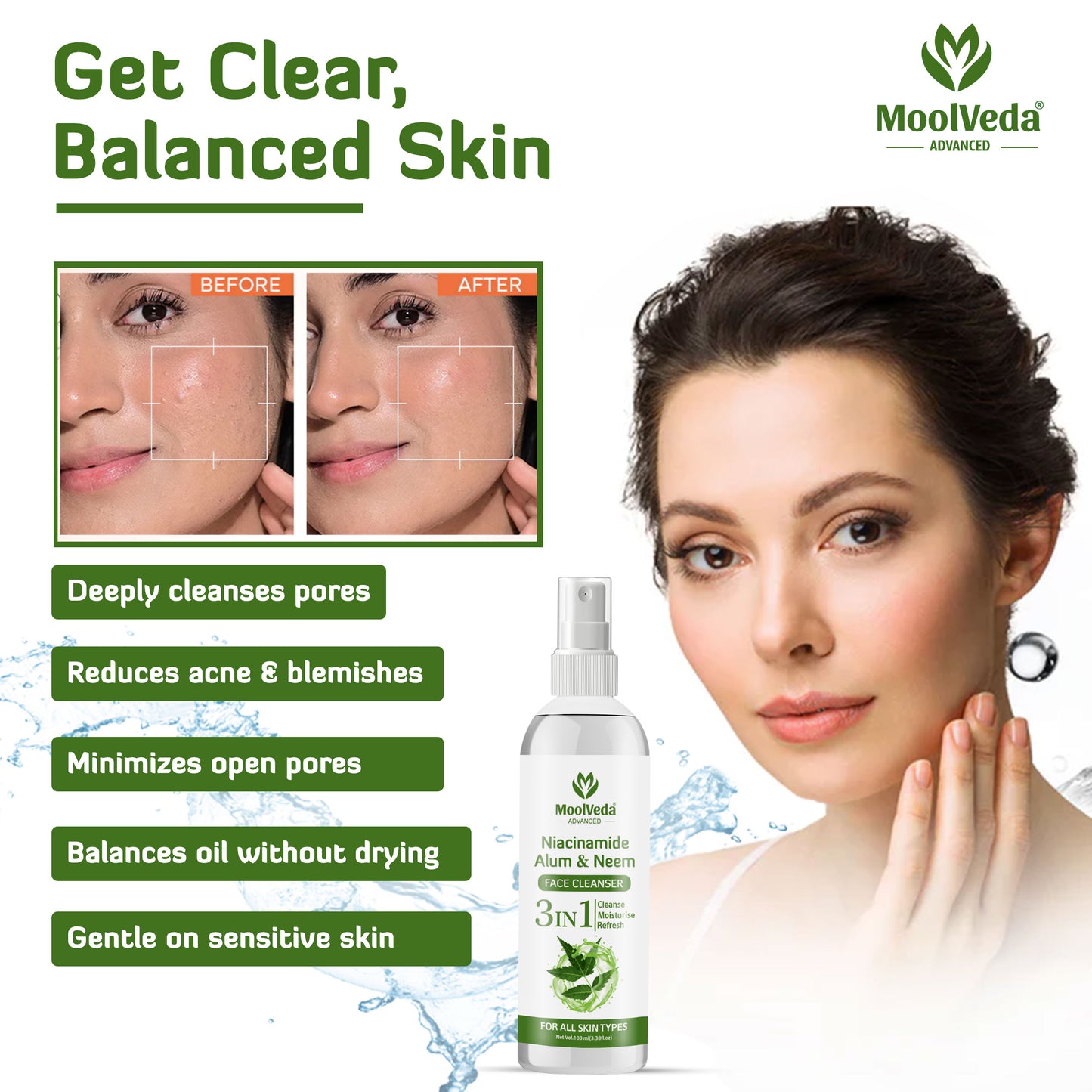 Moolveda Niacinamide, Alum & Neem Face Cleanser-100ml