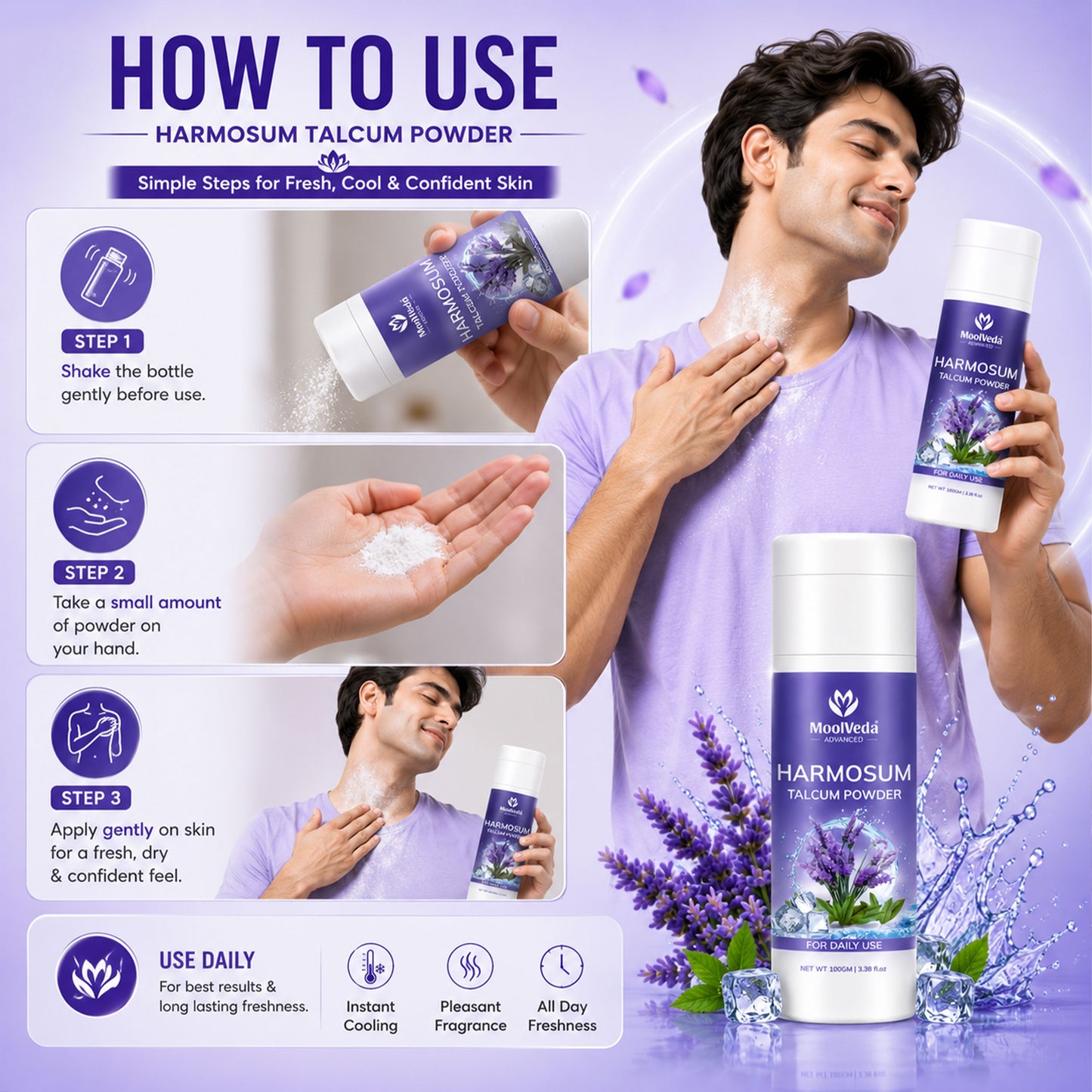 Moolveda Harmosum Talcum Powder For Face & Body - 100gm