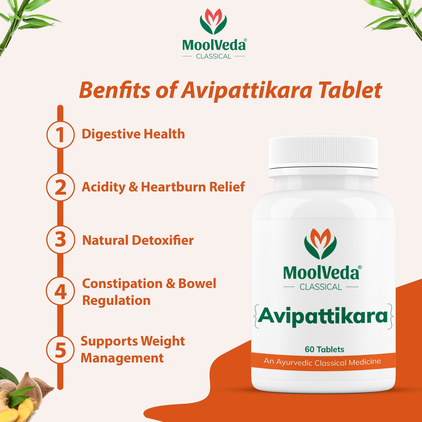 Moolveda Avipattikar Tablet | 60 Tabs | Pack of 1 | Effective Solution for Acidity & Indigestion | Digestive Health