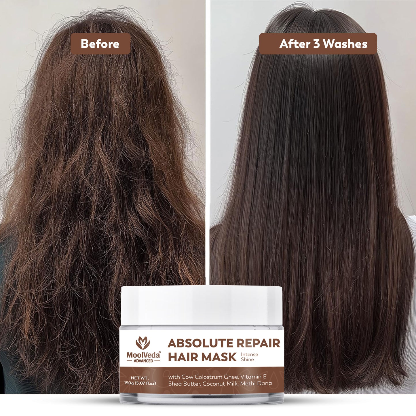 Moolveda Absolut Repair Hair Mask For Frizzy, Dry & Damaged Hair, 150gm