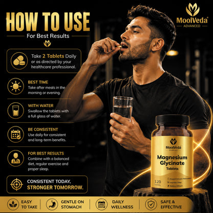 Magnesium Glycinate Tablets 2000mg | High Absorption Magnesium for Deep Sleep, Relaxation & Muscle Recovery | 120 Tablets