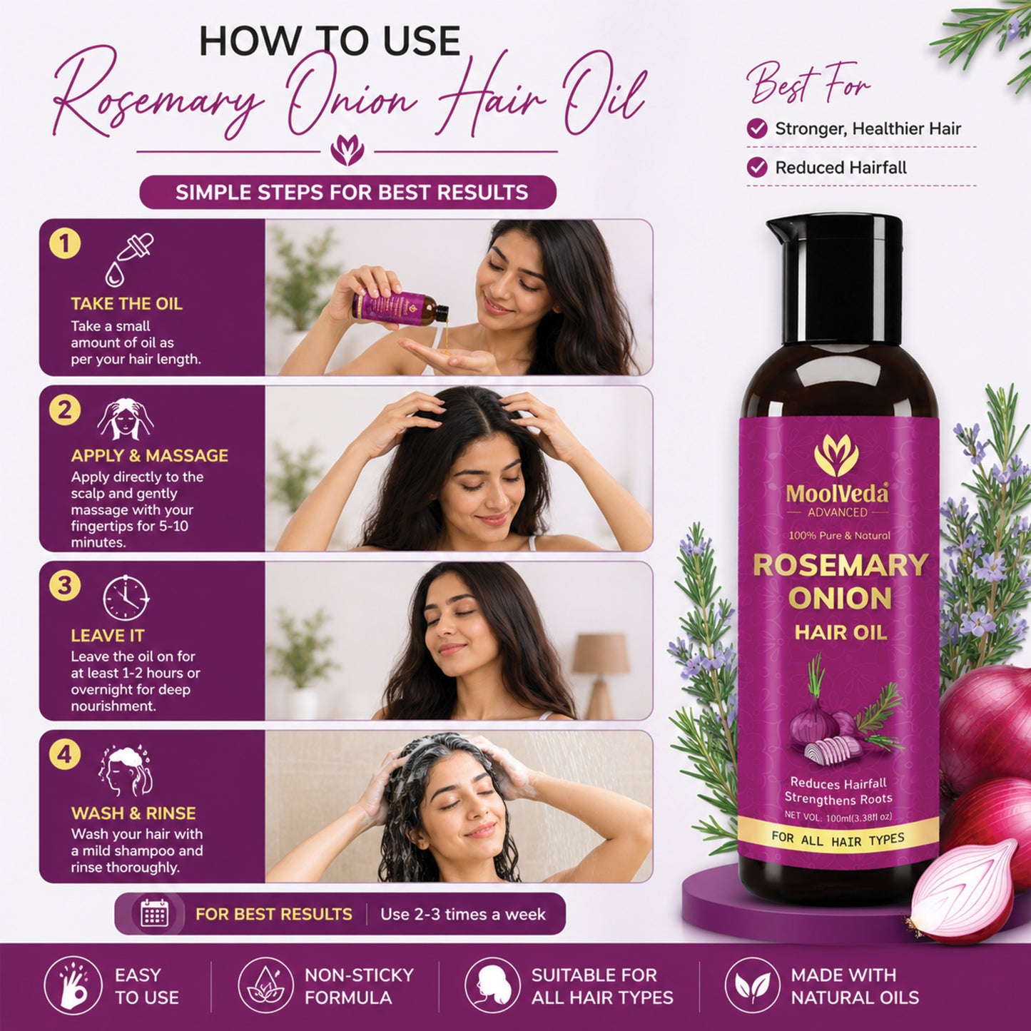 Moolveda Rosemary Onion Hair Oil 100ml