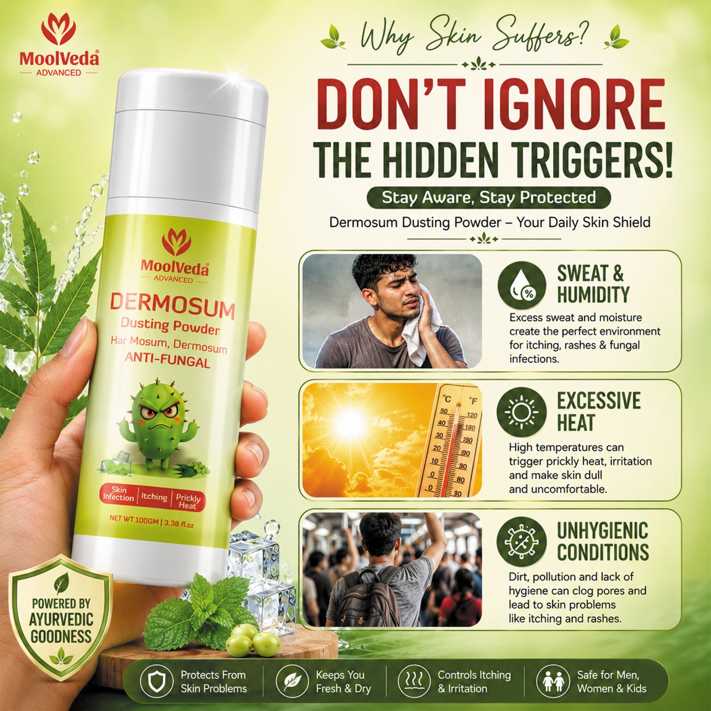Moolveda Dermosum Anti fungal Dusting Powder, 100gm
