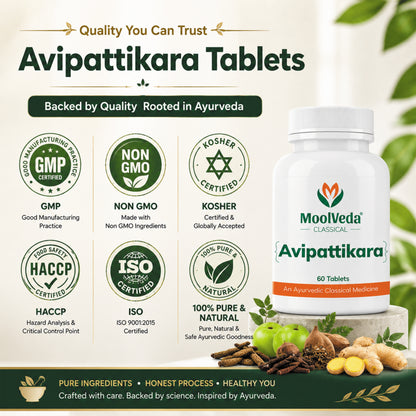 Moolveda Avipattikar Tablet | 60 Tabs | Pack of 1 | Effective Solution for Acidity & Indigestion | Digestive Health