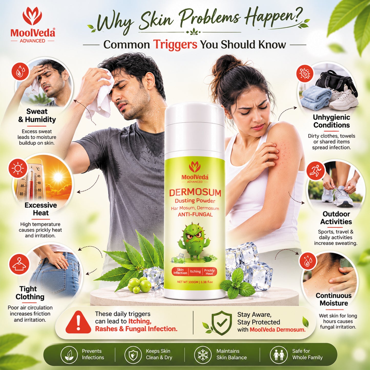 Moolveda Dermosum Anti fungal Dusting Powder, 100gm