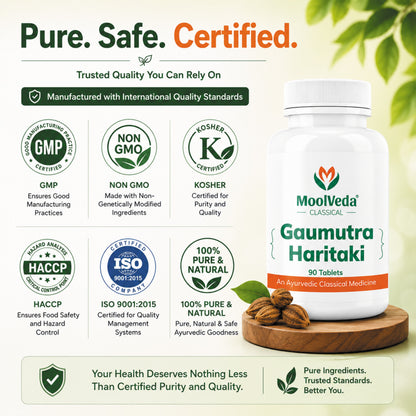Moolveda Gaumutra Haritaki Ayurvedic Tablets, 90 Count