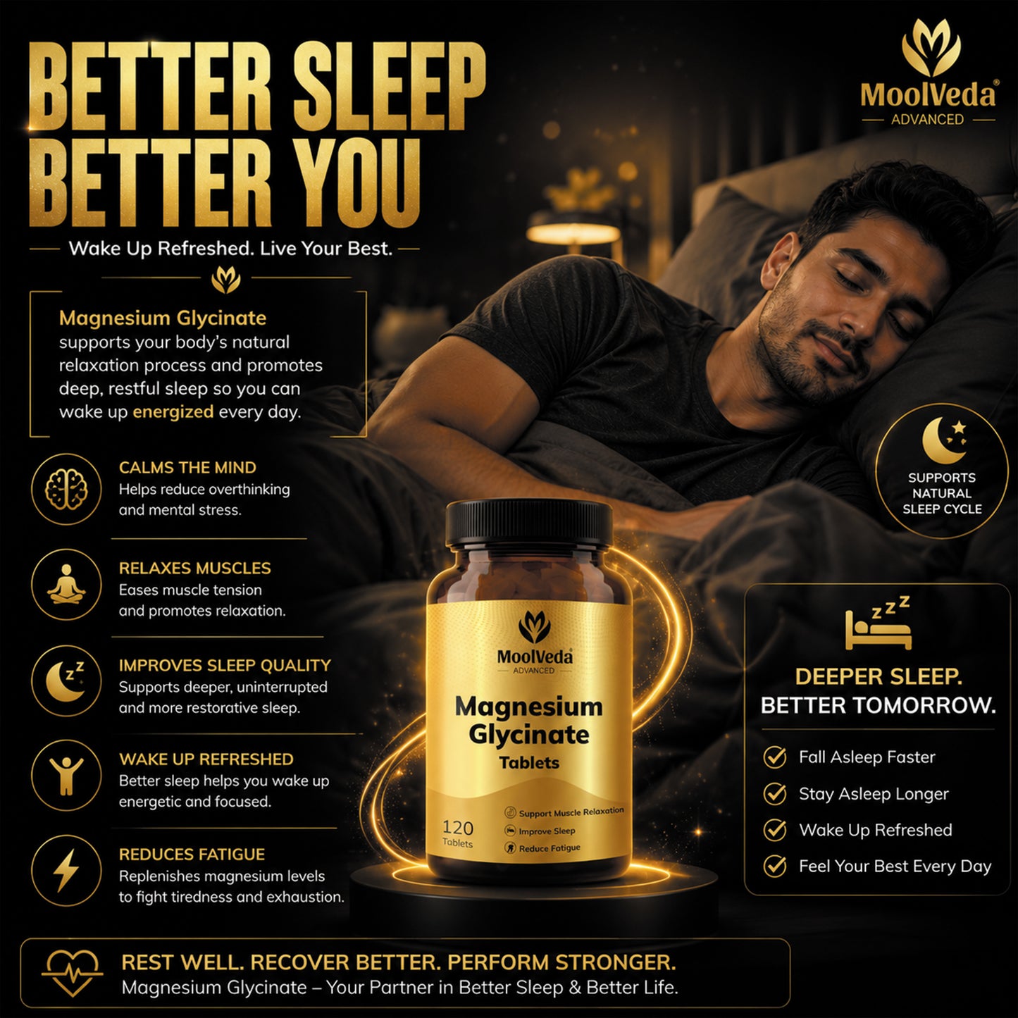 Magnesium Glycinate Tablets 2000mg | High Absorption Magnesium for Deep Sleep, Relaxation & Muscle Recovery | 120 Tablets
