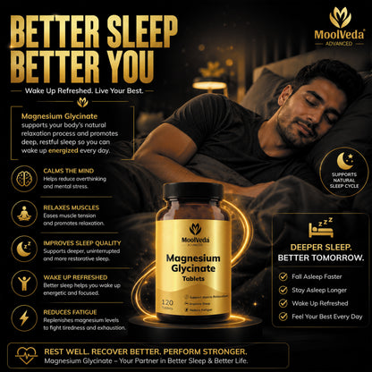 Magnesium Glycinate Tablets 2000mg | High Absorption Magnesium for Deep Sleep, Relaxation & Muscle Recovery | 120 Tablets