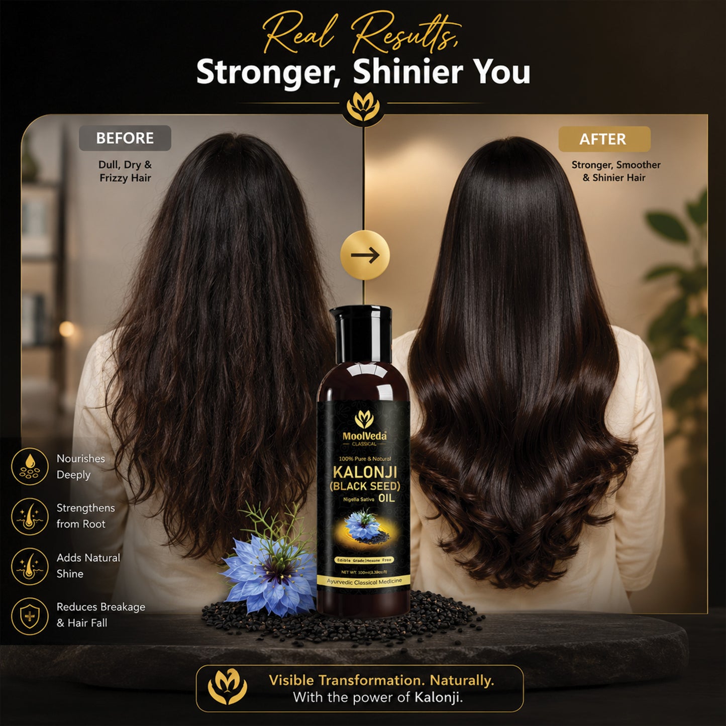 Moolveda Kalonji Oil - Virgin Grade - Black Seed Oil - Nigella Sativa - 100ml