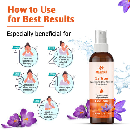 Moolveda Saffron Niacinamide & Korean Rice Water Face Toner-100ml
