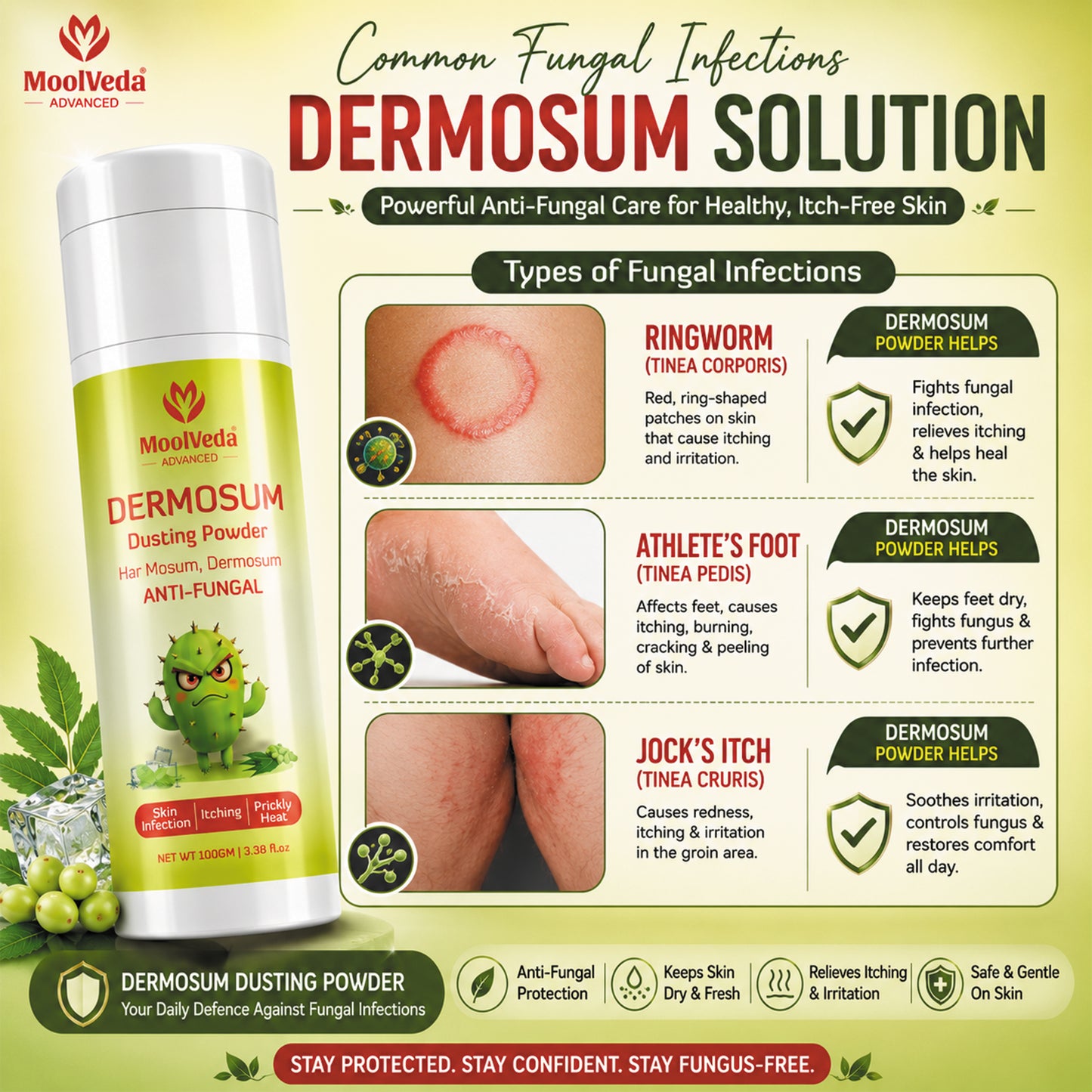 Moolveda Dermosum Anti fungal Dusting Powder, 100gm