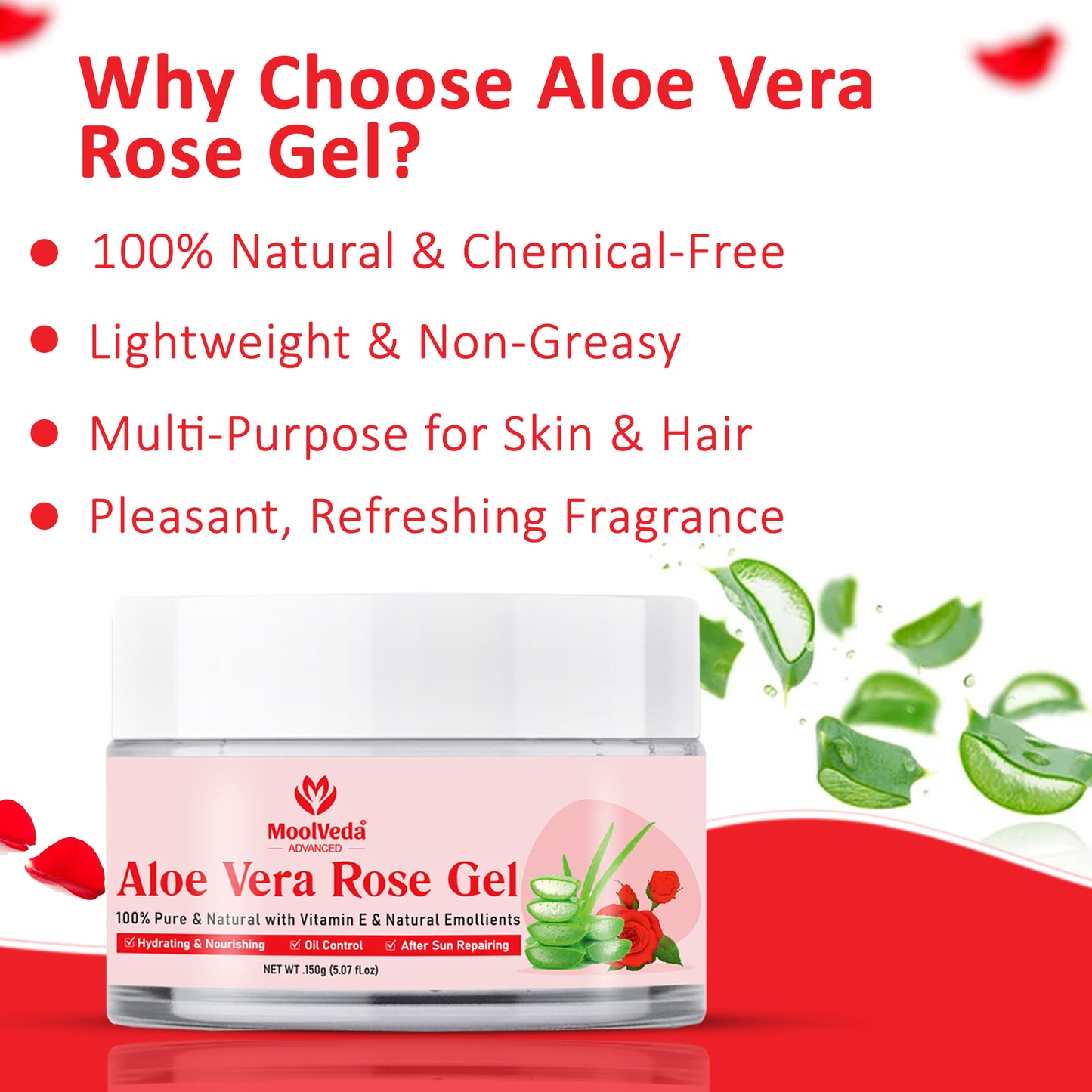 Moolveda Aloe Vera Rose Gel-150gm