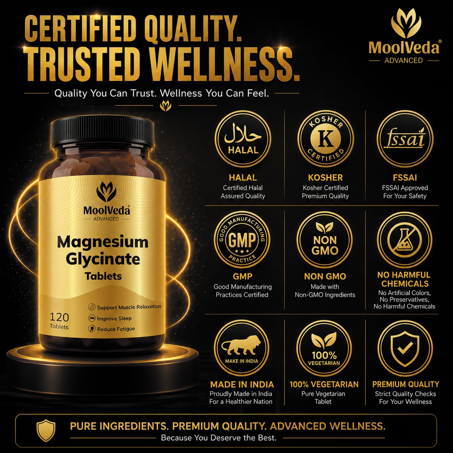 Magnesium Glycinate Tablets 2000mg | High Absorption Magnesium for Deep Sleep, Relaxation & Muscle Recovery | 120 Tablets